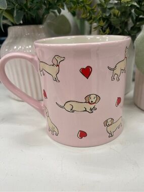 Dachshund Dog Pink Heart Dash of Love Cath Kidston Ceramic Coffee Mug NWT